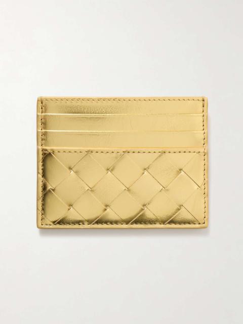 Metallic intrecciato leather cardholder Gold