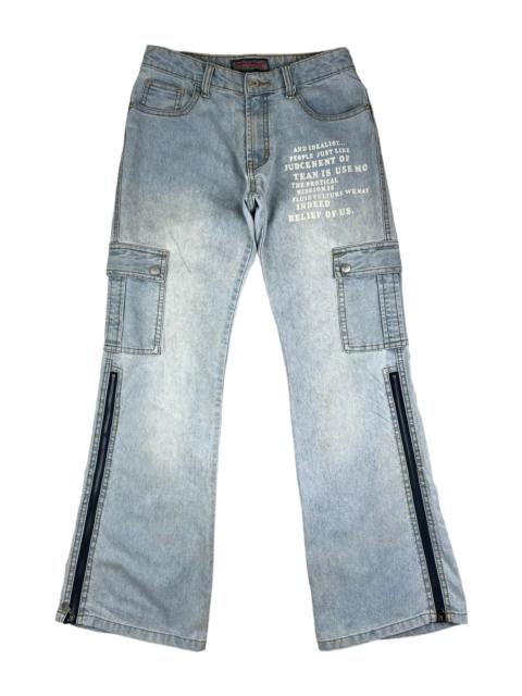 Other Designers Japanese Brand - Flared💥 Cargo Ankle Zipper, San Pol Ning Uo, Sun Faded Jeans