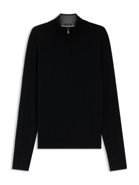 BOSS WOOL-CASHMERE SWEATER WITH ZIP NECK