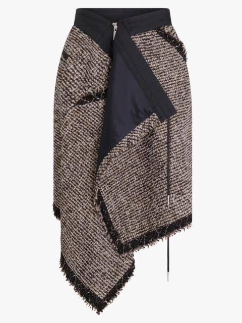 sacai ASYMMETRIC TWEED SKIRT | BROWN