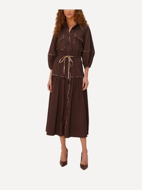 FARM RIO Brown Chemise Midi Dress