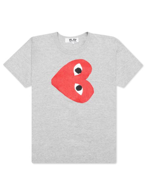 Comme des Garçons PLAY COMME DES GARCONS PLAY WOMEN'S RED SIDEWAYS HEART TEE - GREY