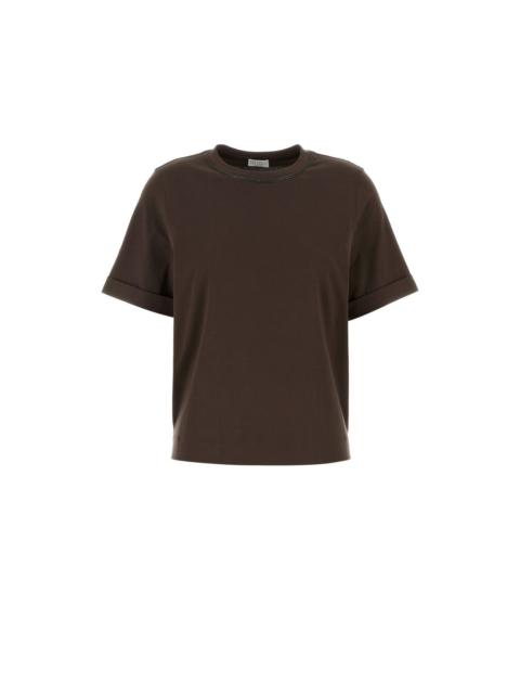Brunello Cucinelli BRUNELLO CUCINELLI Brown Cotton T-shirt New & Authentic (Wom