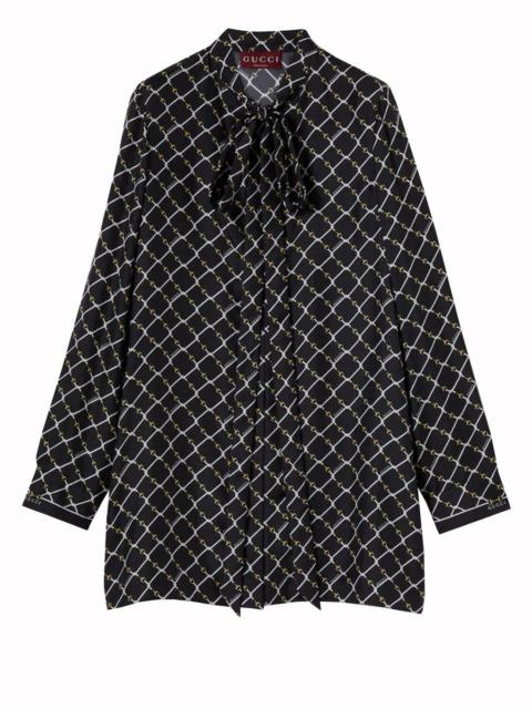 GUCCI PRINTED SILK TWILL DRESS