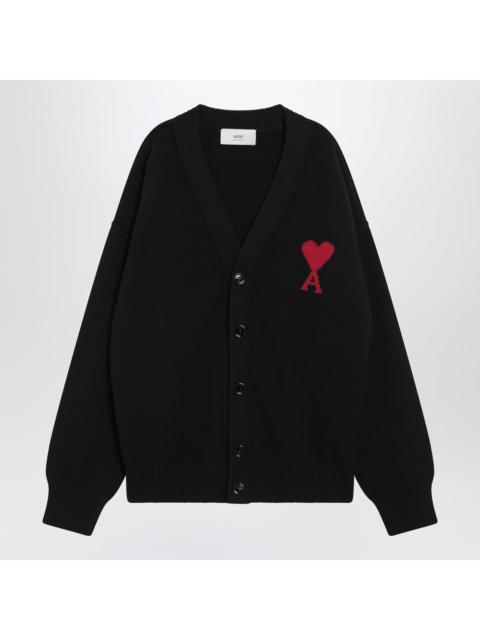 AMI Paris Ami Paris Black Ami De Coeur Wool Cardigan Men