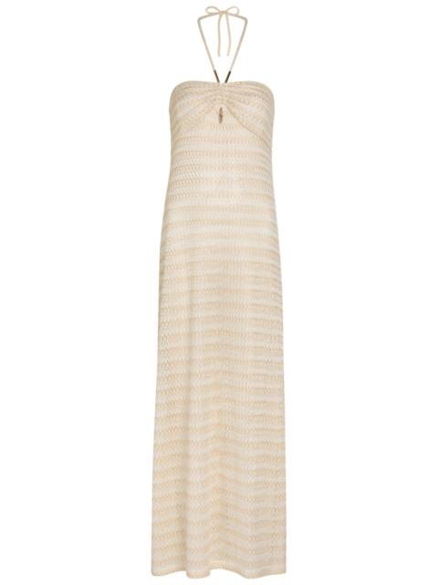 MELISSA ODABASH Melissa Odabash Mila Striped Metallic-knit Beach Dress