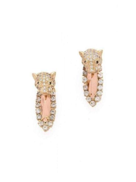 Other Designers Iosselliani - Brass Rhinestone Cheetah Head Earrings