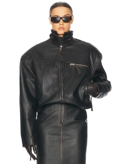 HELSA The Leather Oversized Moto Jacket