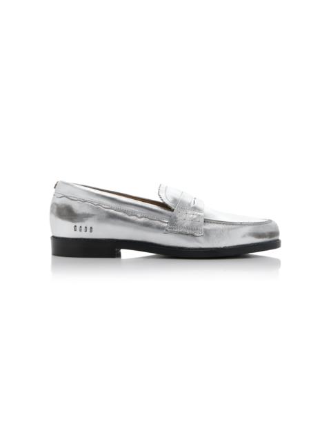 Golden Goose Jerry Metallic Leather Loafers silver