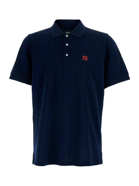FENDI Fendi Men Blue Polo With Classic Collar And Logo On The Front In Cotton Men