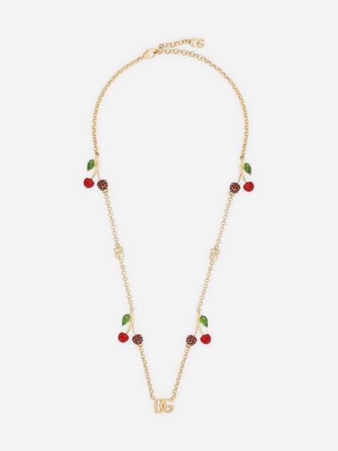 Dolce & Gabbana Necklace with DG logo and cherry charms