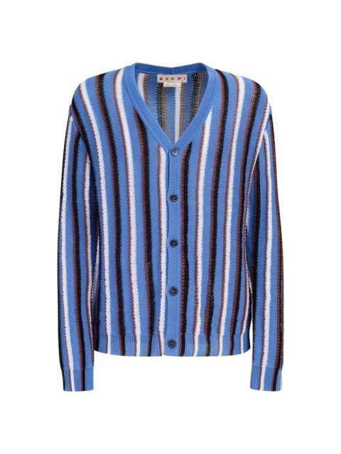 Marni Marni Cotton Cable Striped Crochet Opal Cardigan Sweaters Blue