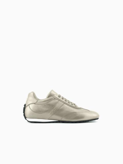 GIORGIO ARMANI LAMÉ LEATHER SNEAKERS