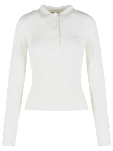 courrèges Courreges White Viscose Blend Polo Shirt Women