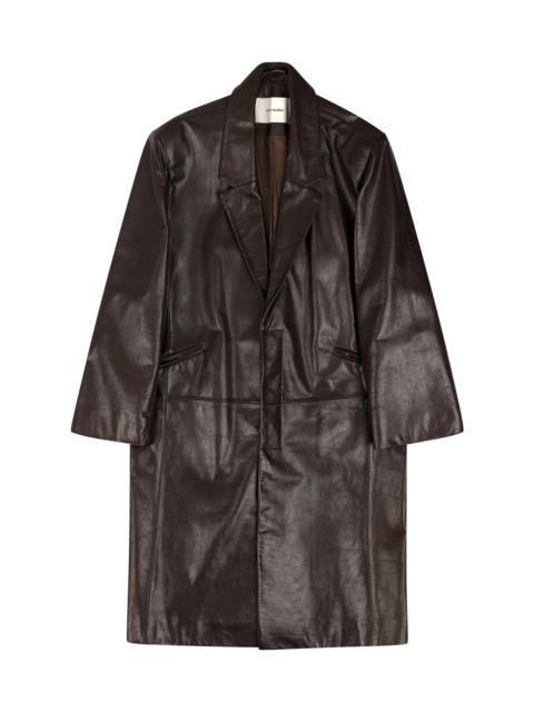 entire studios SINGLE BREASTED LEATHER COAT DARK BROWN