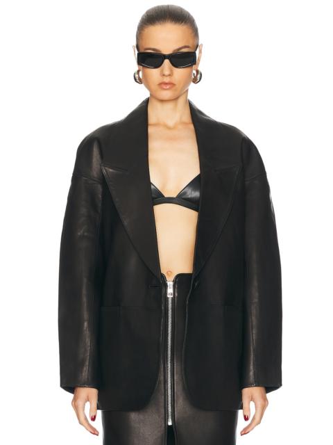 THE SEI Slouchy Leather Blazer