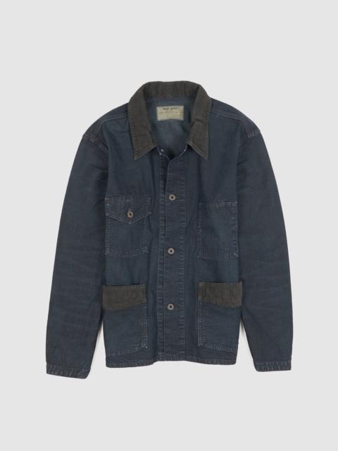 RRL by Ralph Lauren Double RL Indigo Work Shirt Jacket With Corduroy Application