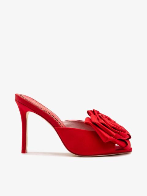 Larroudé Scarlet Mule In Cherry Satin