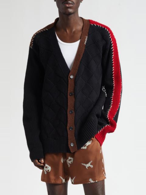 Marni Marni Mended Colorblock Cardigan in Black at Nordstrom