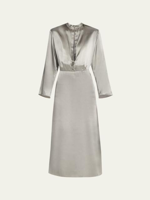 GIORGIO ARMANI Ombre Print Silk Long-Sleeve Midi Dress