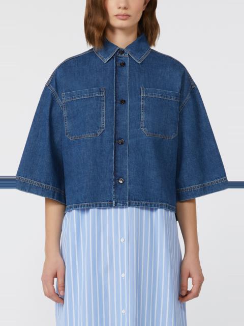 Weekend Max Mara Enza Boxy Denim Button-Up Shirt in Navy at Nordstrom