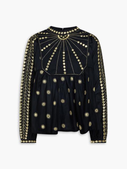 FARM RIO Embellished cotton blouse