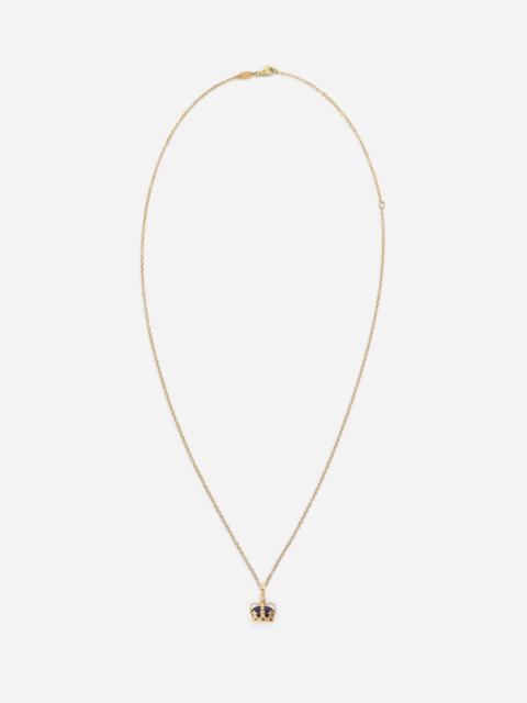 Dolce & Gabbana Crown yellow gold pendant with lapis lazuli