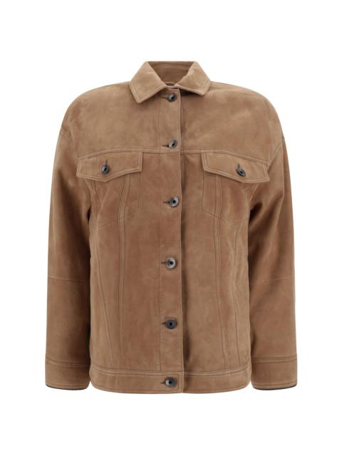 Brunello Cucinelli Women Suede Leather Jacket