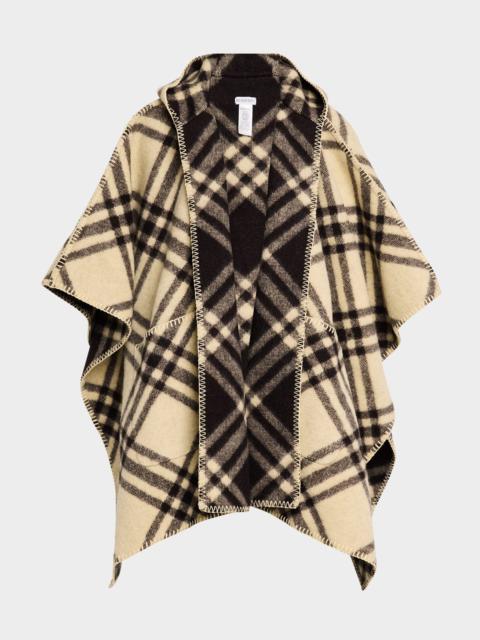 Catherine Reversible Check Hooded Cape