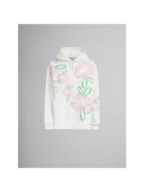 Marni Marni Women'S Natural White Floral Embroidered Hoodie