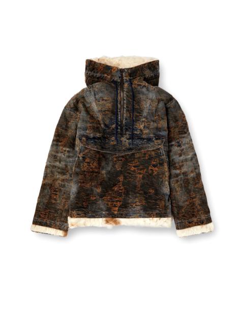 Diesel Diesel Distressed Denim Half Zip Anorak Jackets Blue