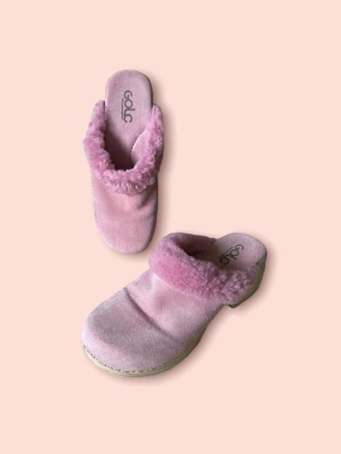 GOLC Clogs Women’s Pink Suede Leather Uppers Fluff Size 38 8