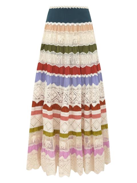 Zimmermann INDRA LACE STRIPE MIDI SKIRT