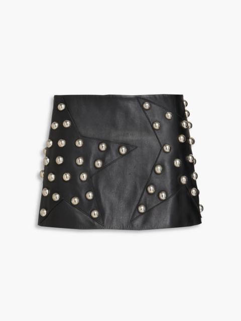 AREA Studded embellished leather mini skirt