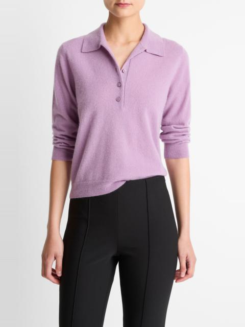 Vince Vince Cashmere & Silk Long Sleeve Polo Sweater in Mulberry at Nordstrom