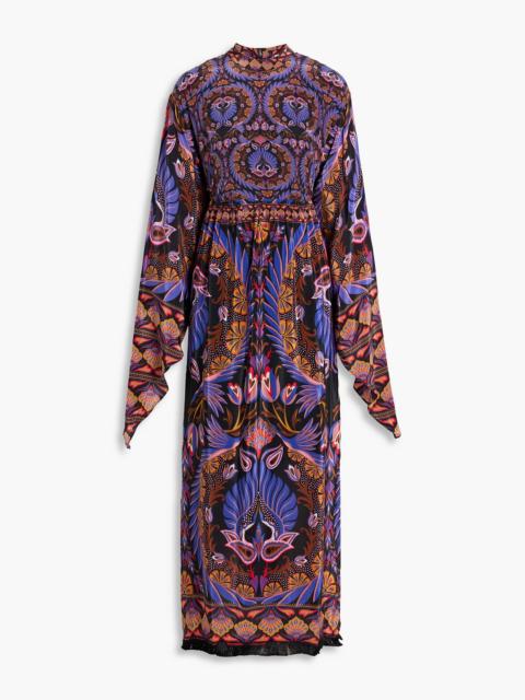 FARM RIO Printed crepe de chine maxi dress