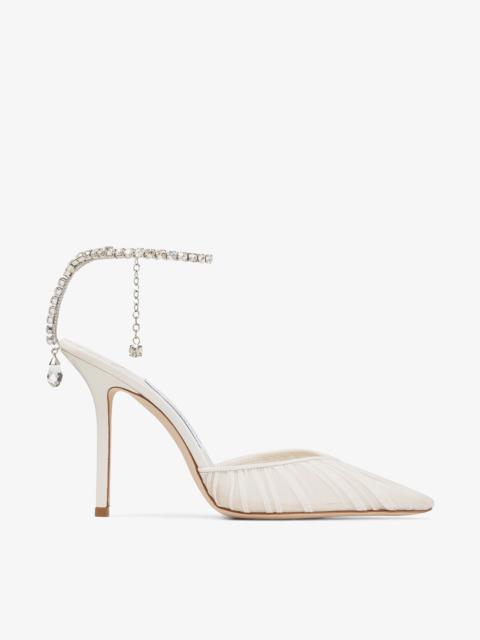JIMMY CHOO Saeda 100
Ivory Tulle Crystal Pumps