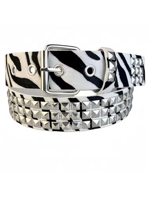 Other Designers 115 cm Bold Zebra Print PU Leather Belt with Studs