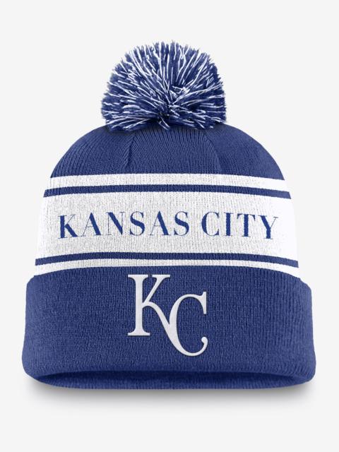 Kansas City Royals Team Stripe Peak Men's Nike MLB Cuffed Pom Beanie