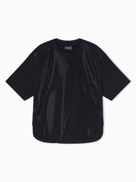 EMPORIO ARMANI SCUBA CRÊPE T-SHIRT WITH MICRO STUDS