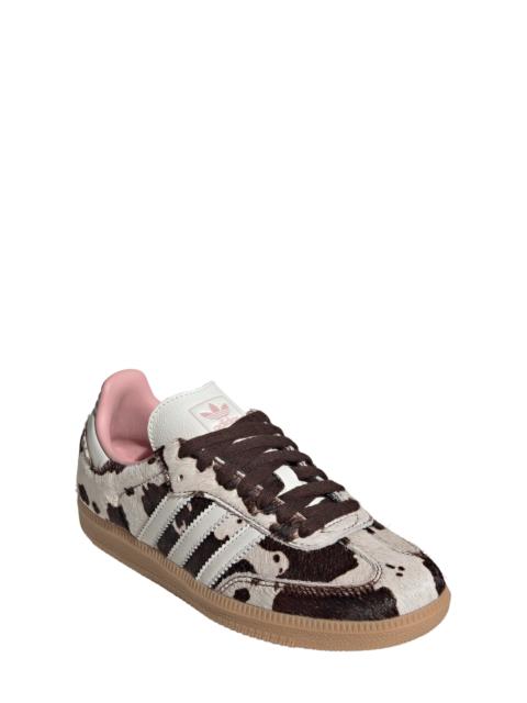adidas adidas Samba OG Genuine Calf Hair Sneaker in Dark Brown/Off White/Gum 3 at Nordstrom