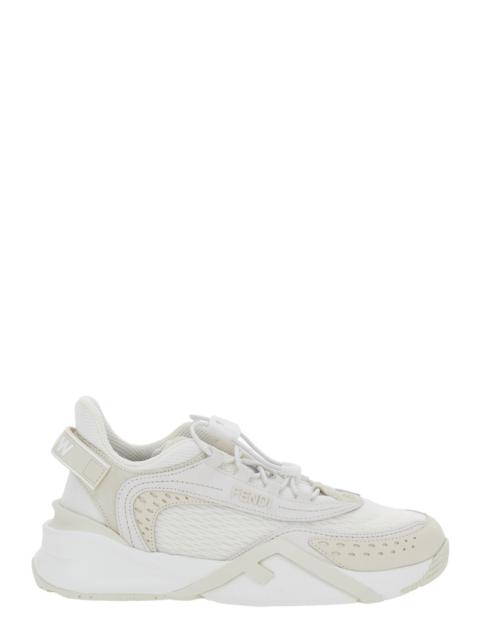 FENDI Fendi Women 'Flow' White Sneakers With Toggle Closure And Logo Lettering On The Side In Tech Fabric 