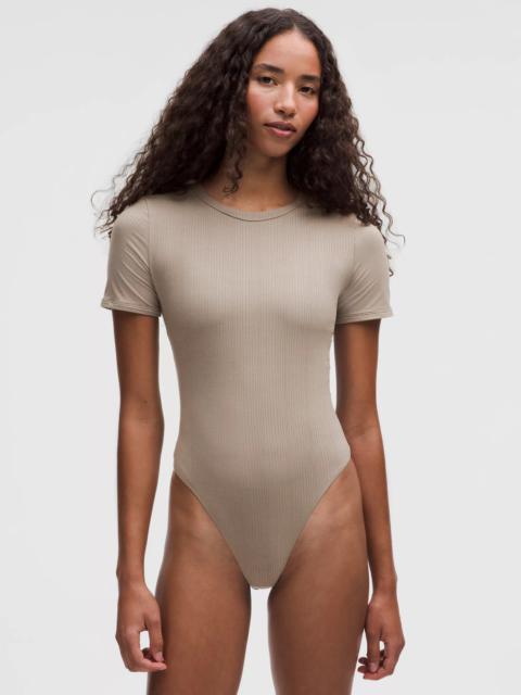 Stretch Cotton Ribbed Short-Sleeve Bodysuit