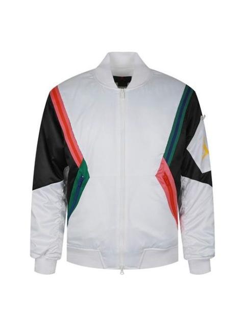 Jordan Air Jordan WINGS MA-1 Casual Sports Colorblock Stand Collar Jacket White CD5458-100