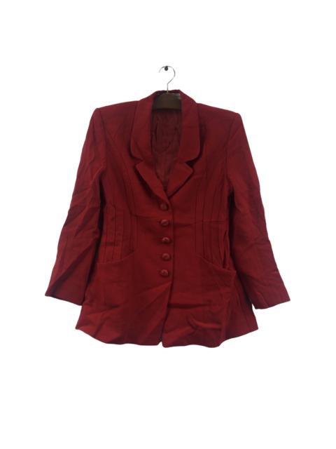 Other Designers Hanae Mori - Vtg 90’ HANAE MORI PARIS Designer Red Cardigan Jacket Blouse