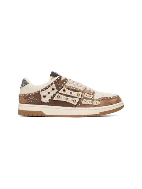 AMIRI Brown & Beige Stud Skel Top Low Sneakers