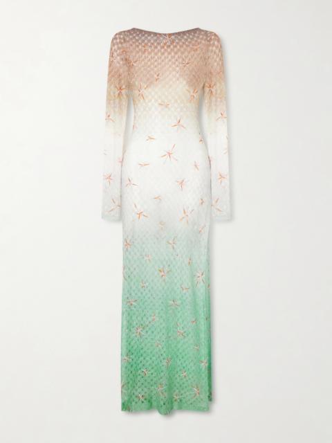 Missoni Open-back Dégradé Embroidered Metallic Crochet-knit Maxi Dress