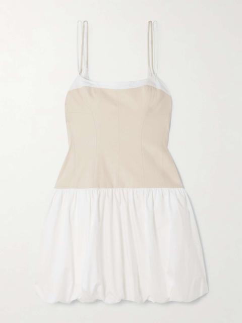 Fifi linen-blend and gathered cotton-blend poplin mini dress Beige