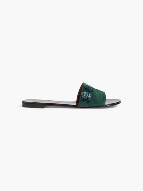 Giuseppe Zanotti Roose croc-effect leather and suede slides