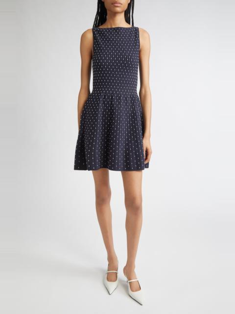 EMPORIO ARMANI Emporio Armani Dot Sleeveless Fit & Flare Minidress in Fancy Blue at Nordstrom